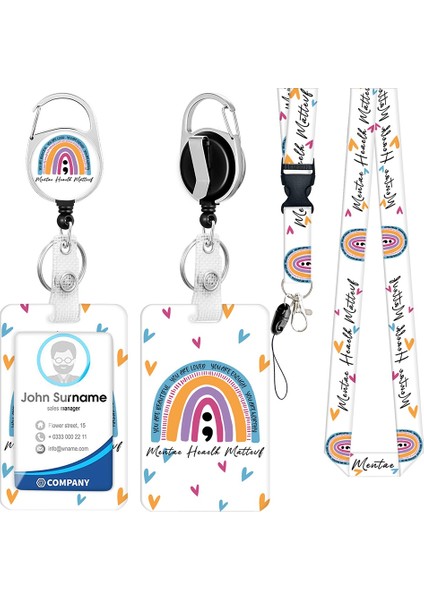 Kordon ve Geri Çekilebilir Makara Klipsi ile Kımlık Tutucu, Çiçek Deseni Retro Çiçek Kartı Isim Etiketi Kordon Koruyucu Klipler D (Yurt Dışından)