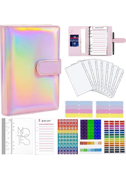 Bütçe Bağlayıcı A6 Telli Defter, Nakit Doldurma Için Temizle Nakit Zarf ile Para Organizatör Etiket Çıkartmaları ile A (Yurt Dışından)