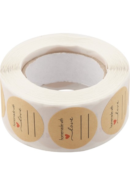 Inç Ev Yapımı Sevgiyle Etiket Yazmak Için Çizgili / 1 Inç Yuvarlak Ev Yapımı Sevgiyle Konserve Etiketleri / Rulo Başına 500 Etiket (Yurt Dışından)