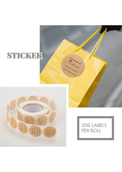 Inç Ev Yapımı Sevgiyle Etiket Yazmak Için Çizgili / 1 Inç Yuvarlak Ev Yapımı Sevgiyle Konserve Etiketleri / Rulo Başına 500 Etiket (Yurt Dışından) modelleri