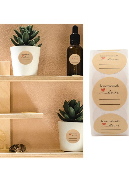 Inç Ev Yapımı Sevgiyle Etiket Yazmak Için Çizgili / 1 Inç Yuvarlak Ev Yapımı Sevgiyle Konserve Etiketleri / Rulo Başına 500 Etiket (Yurt Dışından) fırsatları