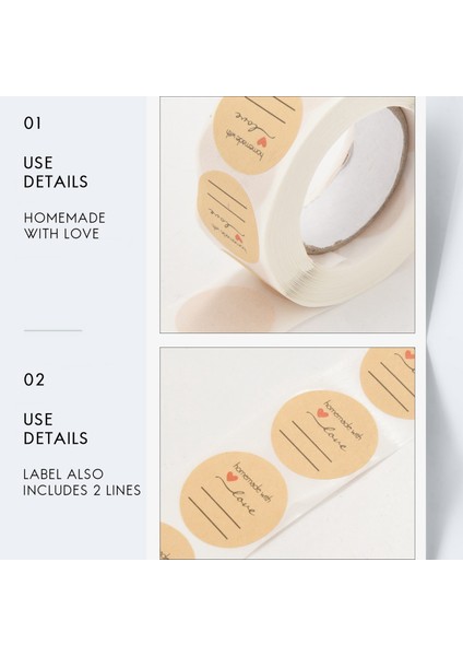 Inç Ev Yapımı Sevgiyle Etiket Yazmak Için Çizgili / 1 Inç Yuvarlak Ev Yapımı Sevgiyle Konserve Etiketleri / Rulo Başına 500 Etiket (Yurt Dışından) indirimleri