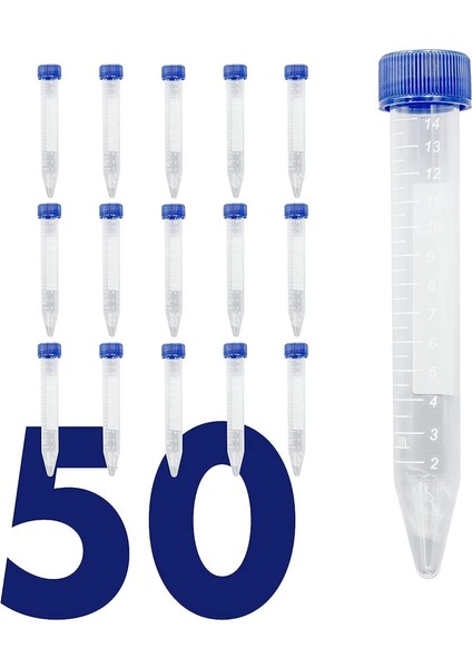 Bilimsel Konik Santrifüj Tüpleri 15ML, [50 Paket] Vidalı Kapaklı Plastik Test Tüpü, 15ML Kapaklı Steril Test Tüpleri (Yurt Dışından)