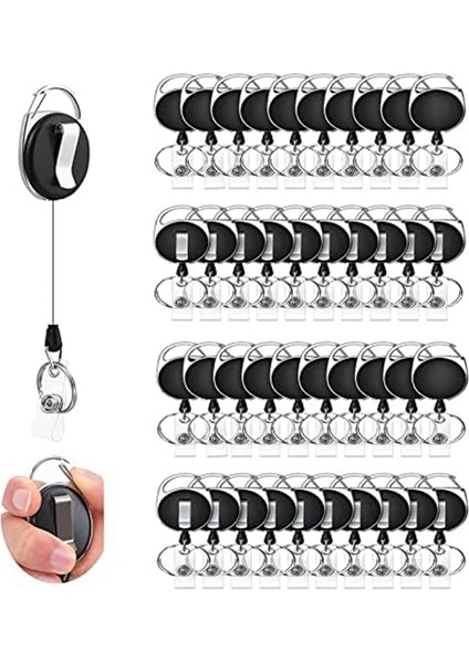 40 Adet Geri Çekilebilir Yaka Kartı Makarası Kemer Klipsi ve Anahtarlık, Doktorlar Hemşire Ofis Çalışanları Için Ağır Rozet Tutucu (Yurt Dışından)