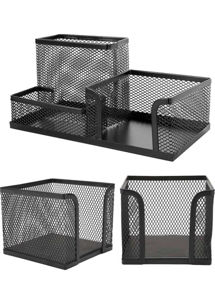 3 Paket Örgü Masa Düzenleyici, Metal Örgü Yapışkan Notlar Tutucu Kalem Tutucu Kart Kutusu Memo Dağıtıcı Ofis Malzemeleri Caddy (Yurt Dışından)