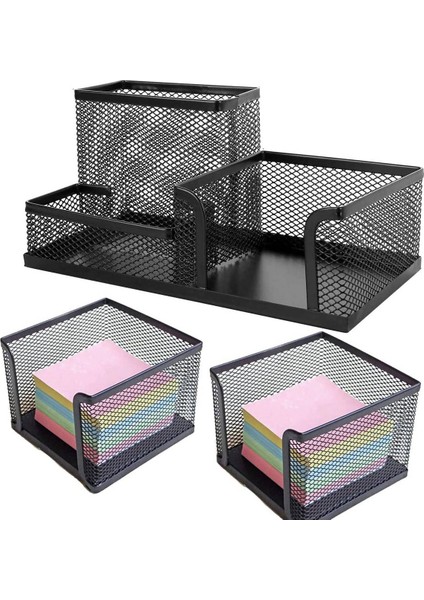 3 Paket Örgü Masa Düzenleyici, Metal Örgü Yapışkan Notlar Tutucu Kalem Tutucu Kart Kutusu Memo Dağıtıcı Ofis Malzemeleri Caddy (Yurt Dışından) fiyatları
