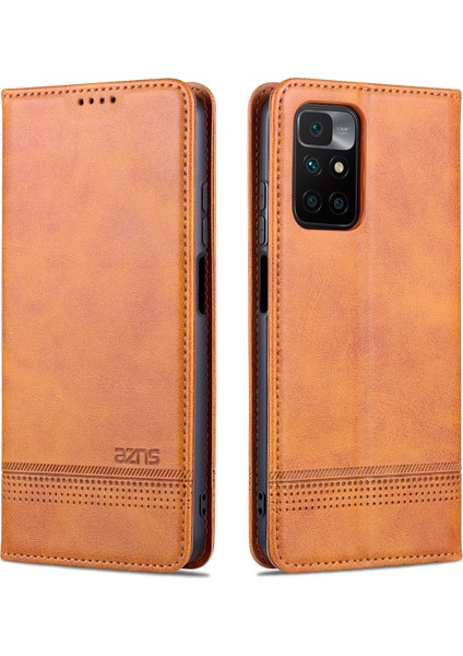 Xiaomi Redmi 10 Için Vintage Deri Cüzdan Standı Telefon Kılıfı - Kahverengi (Yurt Dışından)