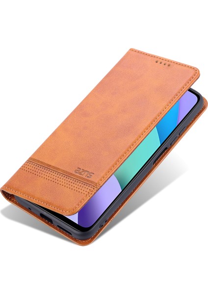Xiaomi Redmi 10 Için Vintage Deri Cüzdan Standı Telefon Kılıfı - Kahverengi (Yurt Dışından)