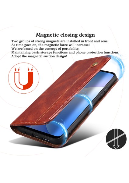 Xiaomi Redmi Note 11S Için Pu Deri Manyetik Flip Cüzdan Standlı Telefon Kılıfı - Kırmızı (Yurt Dışından)