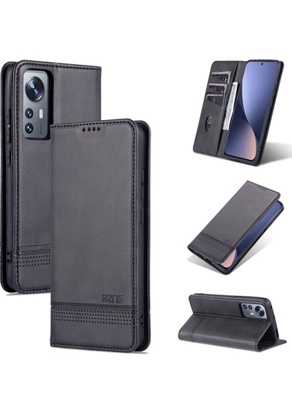 Xiaomi 12 Lite Için Vintage Deri Cüzdan Standı Telefon Kılıfı - Siyah (Yurt Dışından)
