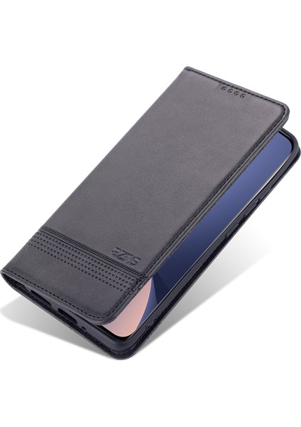 Xiaomi 12 Lite Için Vintage Deri Cüzdan Standı Telefon Kılıfı - Siyah (Yurt Dışından)
