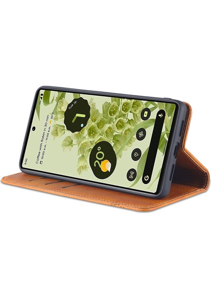 Google Pixel 6 Için Vintage Deri Cüzdan Standı Telefon Kılıfı - Kahverengi (Yurt Dışından) fırsatları