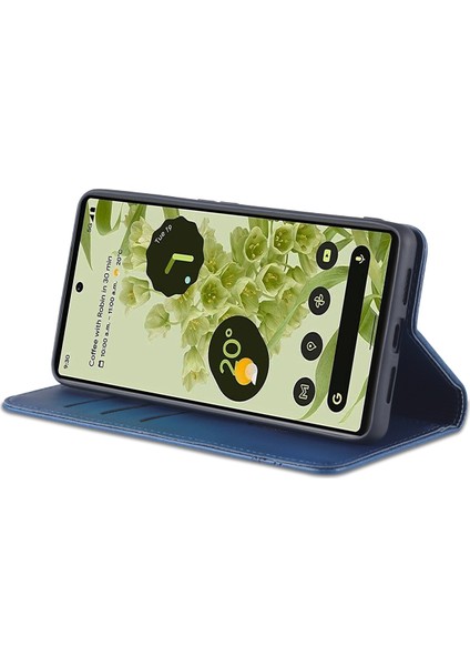 Google Pixel 6 Için Vintage Deri Cüzdan Standı Telefon Kılıfı - Mavi (Yurt Dışından) fırsatları
