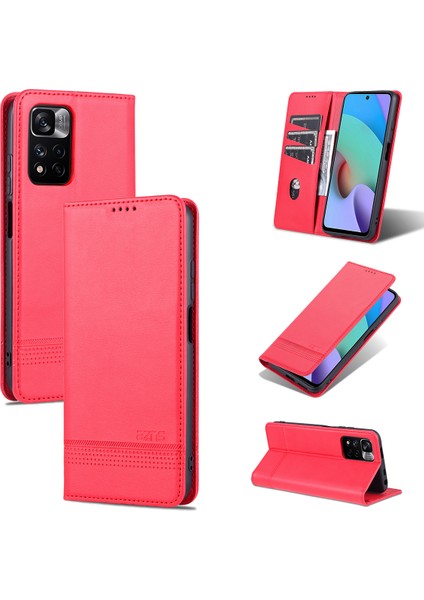 Xiaomi Redmi Note 11 Pro/note 11 Pro+ Için Vintage Deri Cüzdan Standı Telefon Kılıfı - Rose Red (Yurt Dışından)