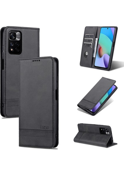 Xiaomi Redmi Note 11 Pro/note 11 Pro+ Için Vintage Deri Cüzdan Standı Telefon Kılıfı - Siyah (Yurt Dışından)