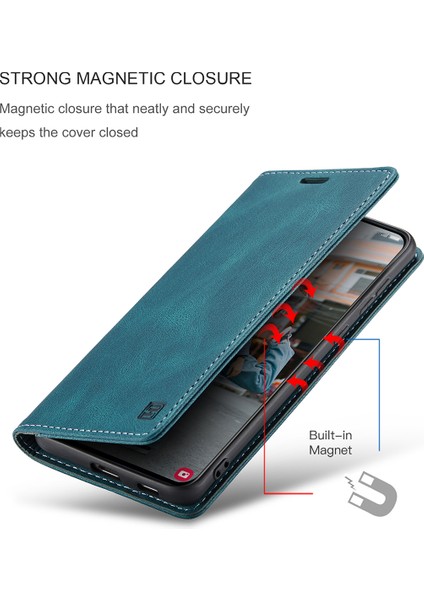 Samsung Galaxy S22 5g Için Vinil Deri Kapak Flip Cüzdan Standı Telefon Kılıfı - Mavi (Yurt Dışından)