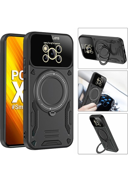 Xiaomi Poco X3 Nfc / X3 Pro Için Çift Katmanlı Manyetik Halka Lens Standı Telefon Kılıfı - Kırmızı (Yurt Dışından)