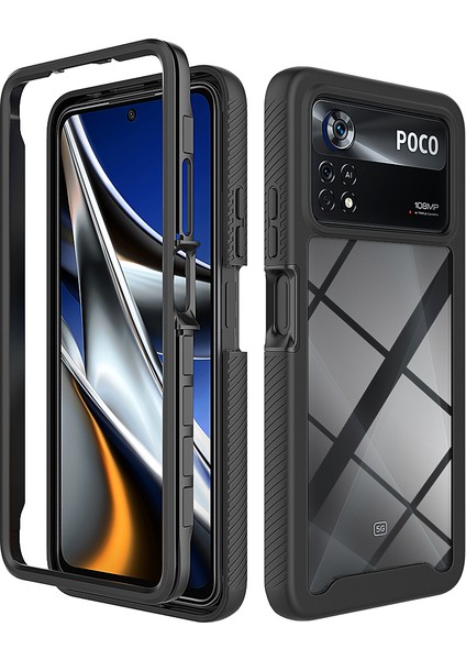 Xiaomi Poco X4 Pro 5g Için Hibrit Bumper Tam Koruma Telefon Kılıfı - Siyah (Yurt Dışından)