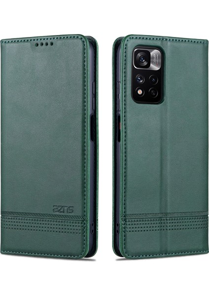 Xiaomi Redmi Note 11 Pro/note 11 Pro+ Için Vintage Deri Cüzdan Standı Telefon Kılıfı - Yeşil (Yurt Dışından)