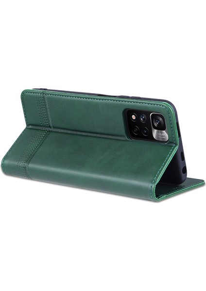 Xiaomi Redmi Note 11 Pro/note 11 Pro+ Için Vintage Deri Cüzdan Standı Telefon Kılıfı - Yeşil (Yurt Dışından)