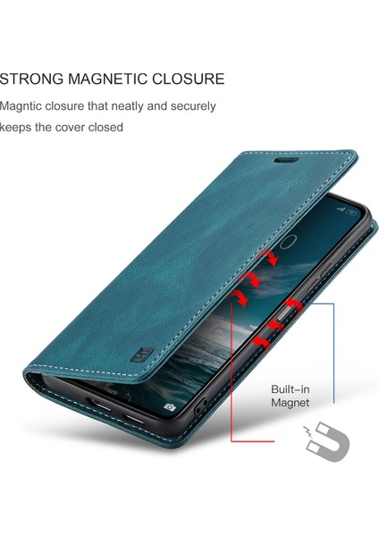 Xiaomi Mi 11 Lite Için Vinil Deri Kapak Flip Cüzdan Standı Telefon Kılıfı - Mavi (Yurt Dışından)