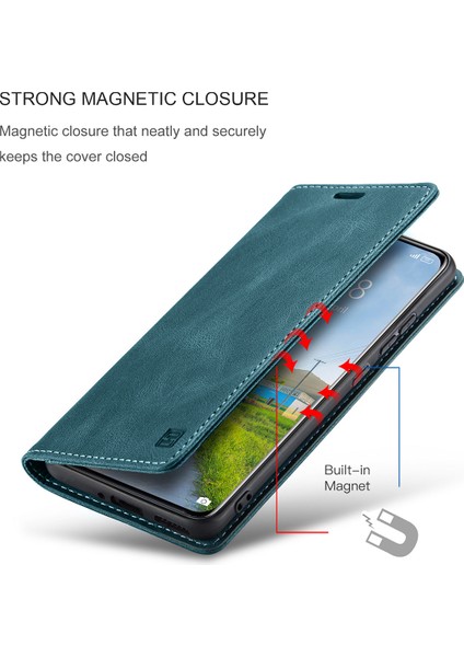 Xiaomi 12 Pro Için Vinil Deri Kapak Flip Cüzdan Standı Telefon Kılıfı - Mavi (Yurt Dışından)