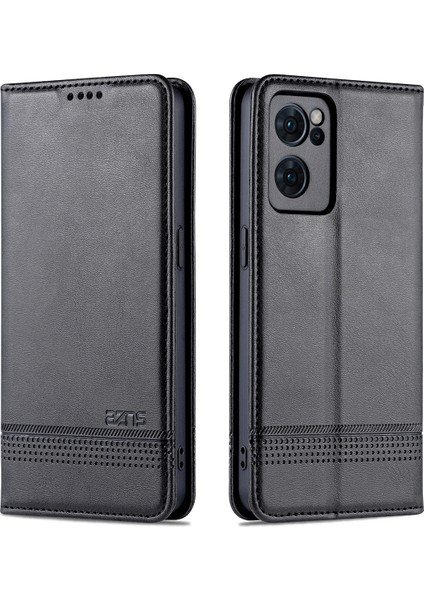 Oppo Reno7 5g Için Vintage Deri Cüzdan Standı Telefon Kılıfı - Siyah (Yurt Dışından)