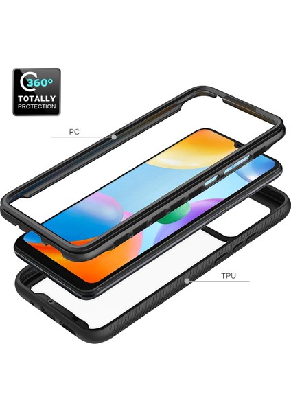 Xiaomi Redmi 10C Için Dahili Ekran Koruyucu Tam Gövde Koruma Telefon Kılıfı - Mor (Yurt Dışından)