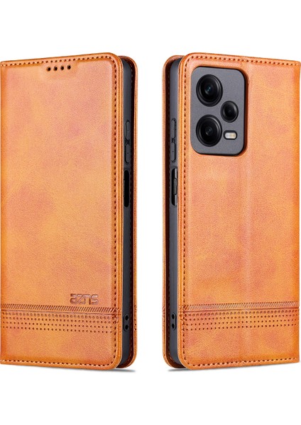 Xiaomi Redmi Note 12 Pro Için Vintage Deri Cüzdan Standı Telefon Kılıfı - Kahverengi (Yurt Dışından)