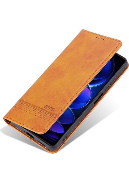 Xiaomi Redmi Note 12 Pro Için Vintage Deri Cüzdan Standı Telefon Kılıfı - Kahverengi (Yurt Dışından)