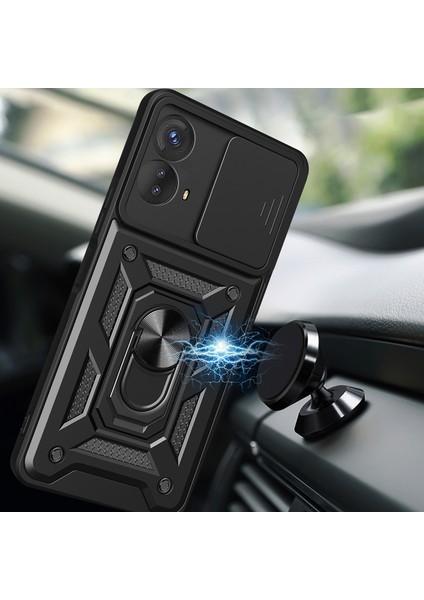 Motorola Moto G73 Için Halka Ayaklı ve Kayar Kamera Kapaklı Telefon Kılıf - Rose Gold (Yurt Dışından) modelleri