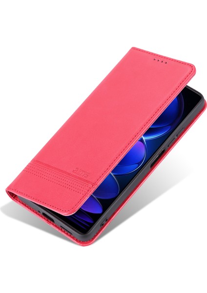 Xiaomi Redmi Note 12 Pro Için Vintage Deri Cüzdan Standı Telefon Kılıfı - Rose Red (Yurt Dışından)