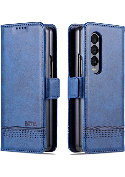 Samsung Galaxy Z Fold 4 5g Için Vintage Deri Cüzdan Standı Telefon Kılıfı - Mavi (Yurt Dışından) fiyatları