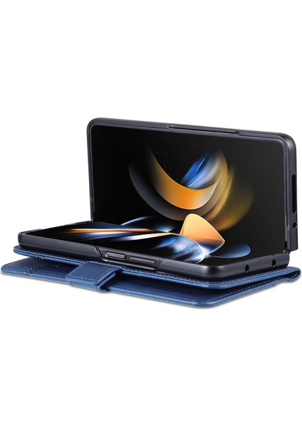Samsung Galaxy Z Fold 4 5g Için Vintage Deri Cüzdan Standı Telefon Kılıfı - Mavi (Yurt Dışından) fırsatları