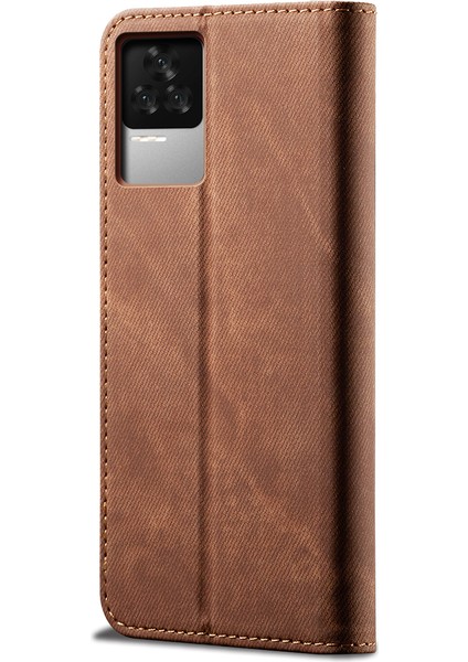 Xiaomi Redmi K50 Pro Için Kot Deri Flip Cüzdan Standlı Telefon Kılıfı - Kahverengi (Yurt Dışından) fırsatları