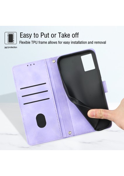 Oppo Reno9 Pro+ Için Kabartmalı Deri Cüzdan Stand Telefon Kılıfı - Mor (Yurt Dışından) modelleri