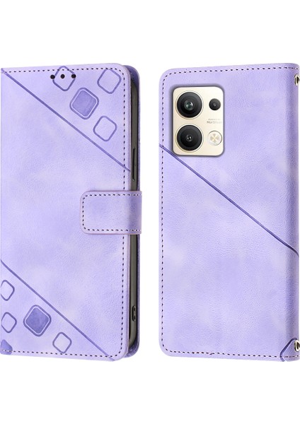 Oppo Reno9 Pro+ Için Kabartmalı Deri Cüzdan Stand Telefon Kılıfı - Mor (Yurt Dışından) fırsatları