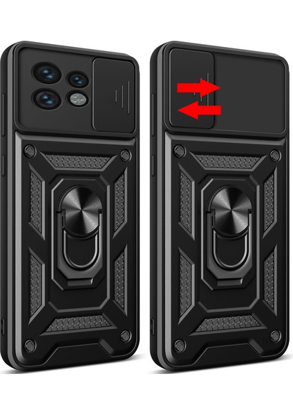 Motorola Edge 40 Pro Için Halka Ayaklı ve Kayar Kamera Kapaklı Telefon Kılıf - Mavi (Yurt Dışından) fiyatları