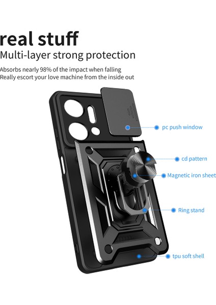 Honor X7A Için Halka Ayaklı ve Kayar Kamera Kapaklı Telefon Kılıf - Yeşil (Yurt Dışından) fırsatları