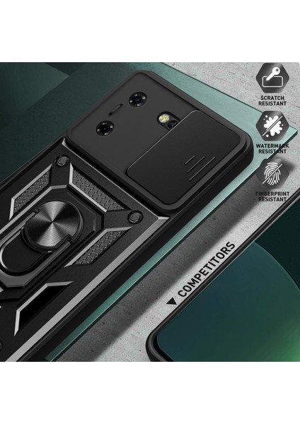 Tecno Pova 5 Için Halka Ayaklı ve Kayar Kamera Kapaklı Telefon Kılıf - Kırmızı (Yurt Dışından) indirimleri