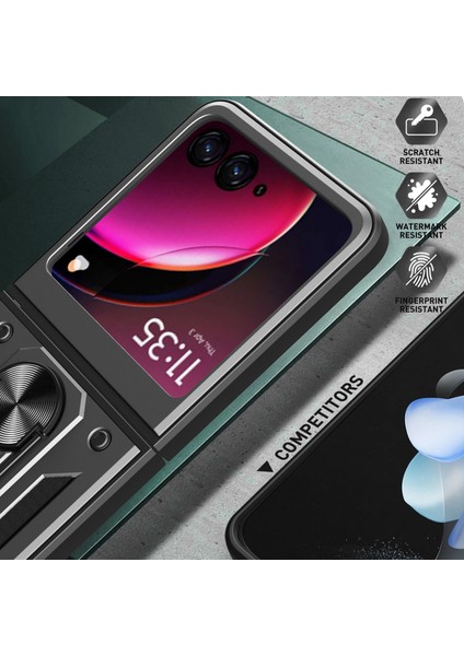 Motorola Razr 40 Ultra Için Halka Ayaklı ve Kayar Kamera Kapaklı Telefon Kılıf - Altın (Yurt Dışından) indirimleri