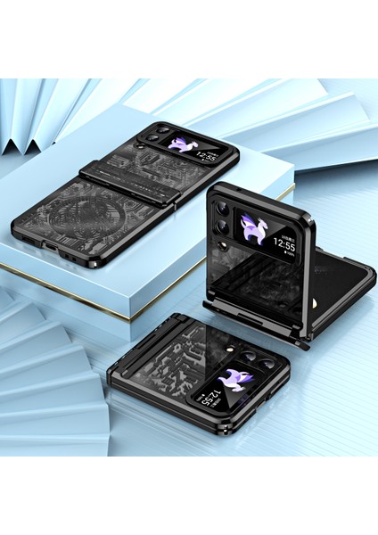 Samsung Galaxy Z Flip 4 5g Için Sert Pc Şeffaf Yıldız Telefon Kılıfı Menteşe Korumalı Siyah (Yurt Dışından) fırsatları