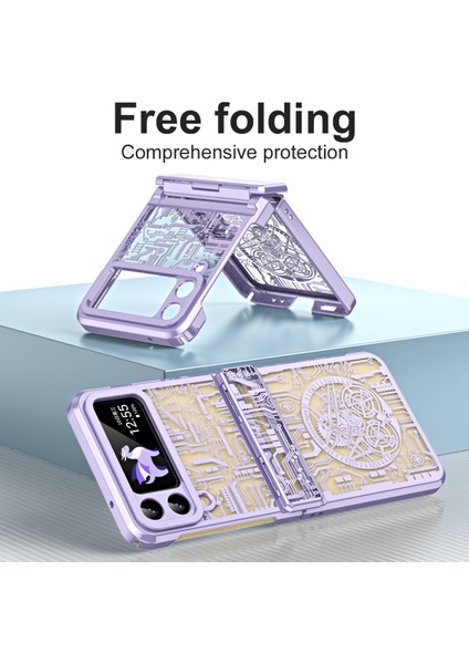 Samsung Galaxy Z Flip 4 5g Için Sert Pc Şeffaf Yıldız Telefon Kılıfı Menteşe Korumalı Mor (Yurt Dışından) fiyatları