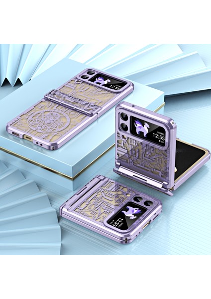Samsung Galaxy Z Flip 4 5g Için Sert Pc Şeffaf Yıldız Telefon Kılıfı Menteşe Korumalı Mor (Yurt Dışından) fırsatları