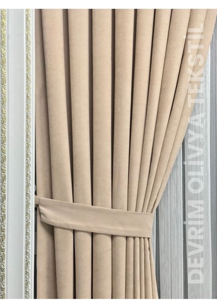 Lüks Düz Dikim Bej Ada Fon Perde En x Yükseklik fiyatları