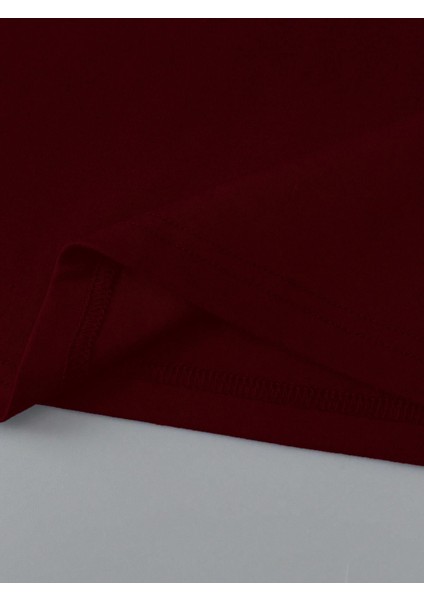 Kadın Kısa Kollu Basic Dar Kalıp Crop T-Shirt - Bordo