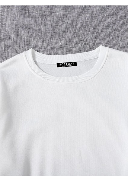 Kadın Basic Crop İçi Polarlı Oversize Sweatshirt – Ekru modelleri