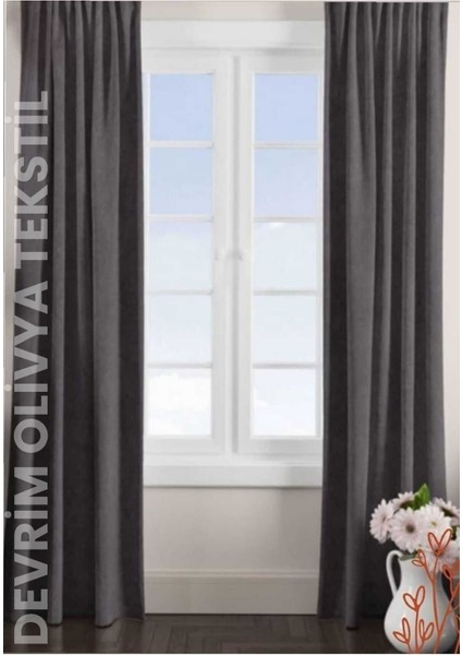 Lüks Düz Dikim Antrasit Ada Fon Perde En x Yükseklik fiyatları