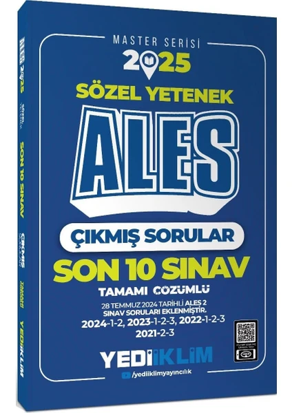 Yediiklim Yayınları 2025 ALES Sözel Yetenek Son 10 Sınav Tamamı Çözümlü Çıkmış Sorular