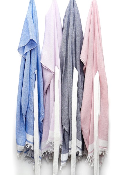 Beyaz Kuşaklı Gri Pamuk Peştemal Kimono